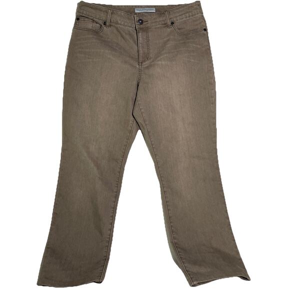 Chicos Platinum Denim Women’s 2 / 12 Tan Mid Rise Straight Stretch Denim Cotton - Picture 1 of 8